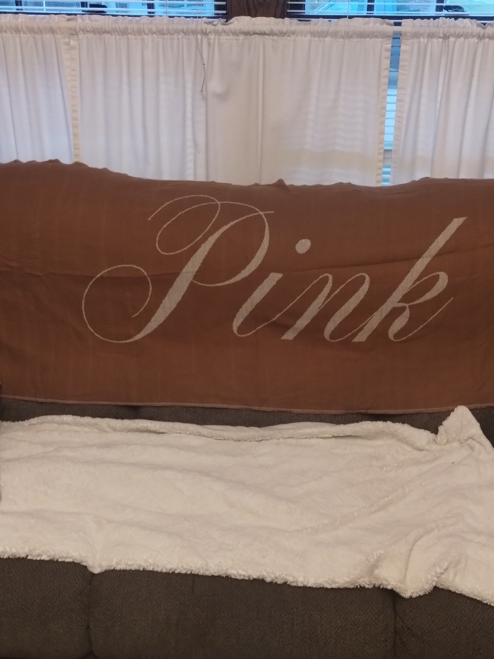 Victoria's Secret PINK Victoria's Secret Cozy Brown Sherpa Throw Blanket